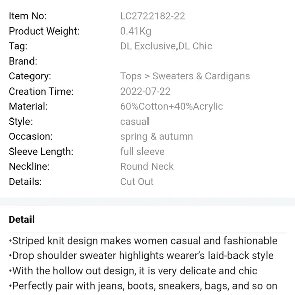 New Multicolor Stripe Knit Hollow Out Drop Shoulder Sweater - Picture 10 of 12